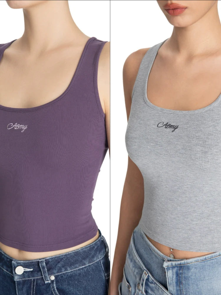 ABMY Knitted U-neck I-shaped Sling Vest