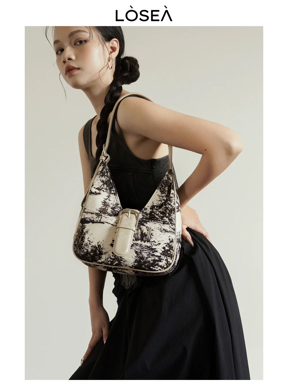 LOSEA New Chinese Ink Painting Underarm Bag