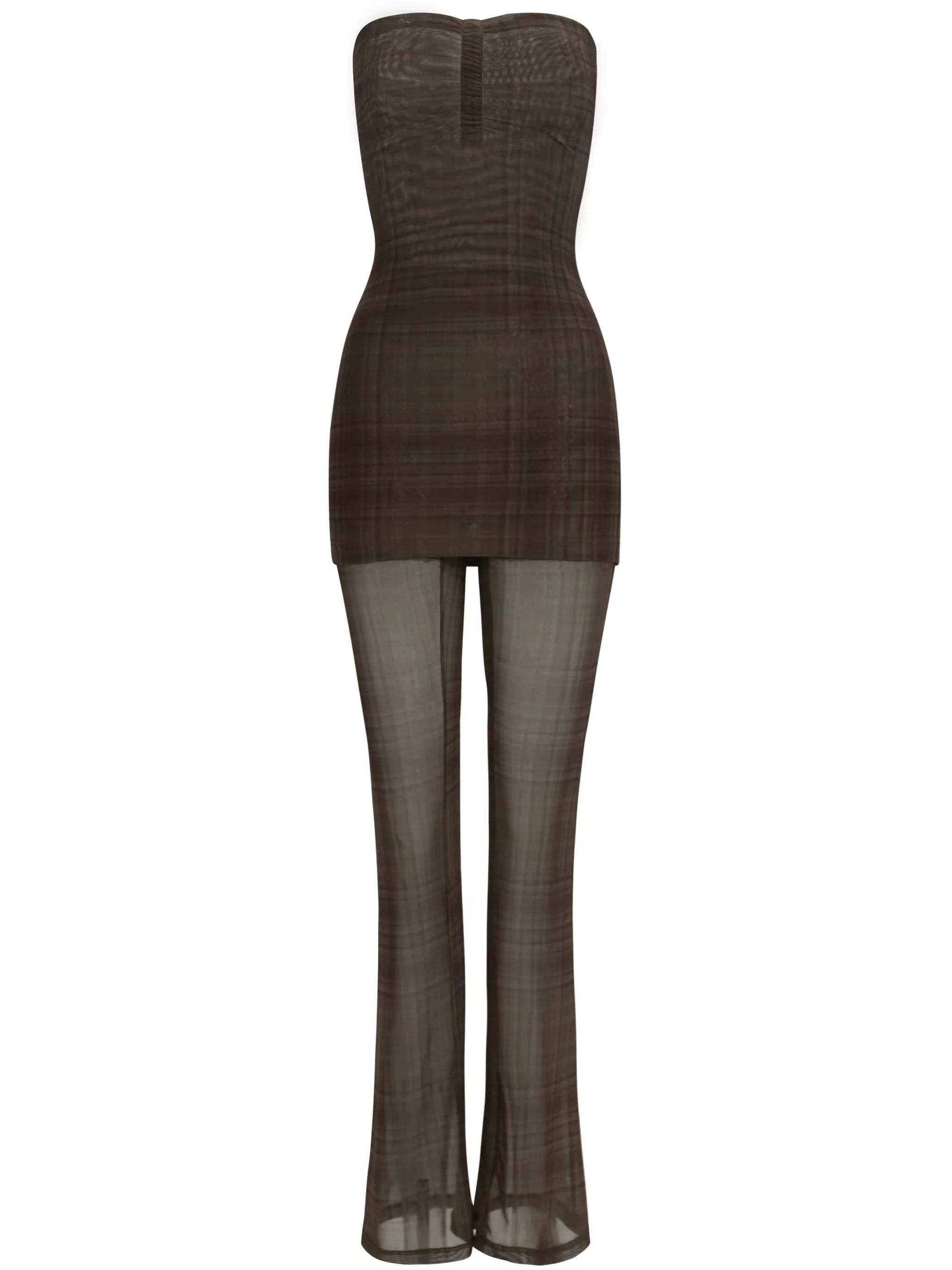 Jim Kennet Checked Vintage Tube Top Skirt Trousers