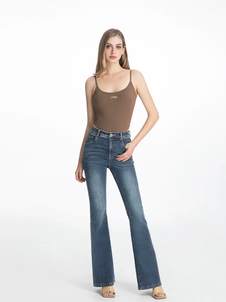 ABMY strap design slim and thin jeans