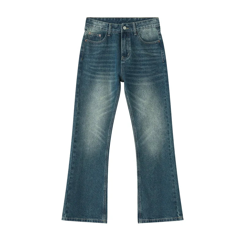 PUBLICRADIO Retro Washed Denim Micro-horn Trousers