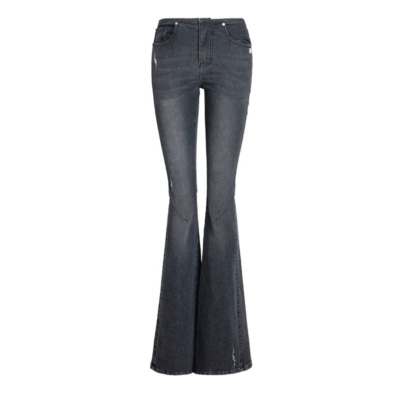 ABMY Retro Washed Slim and Thin Stretch Flared Pants