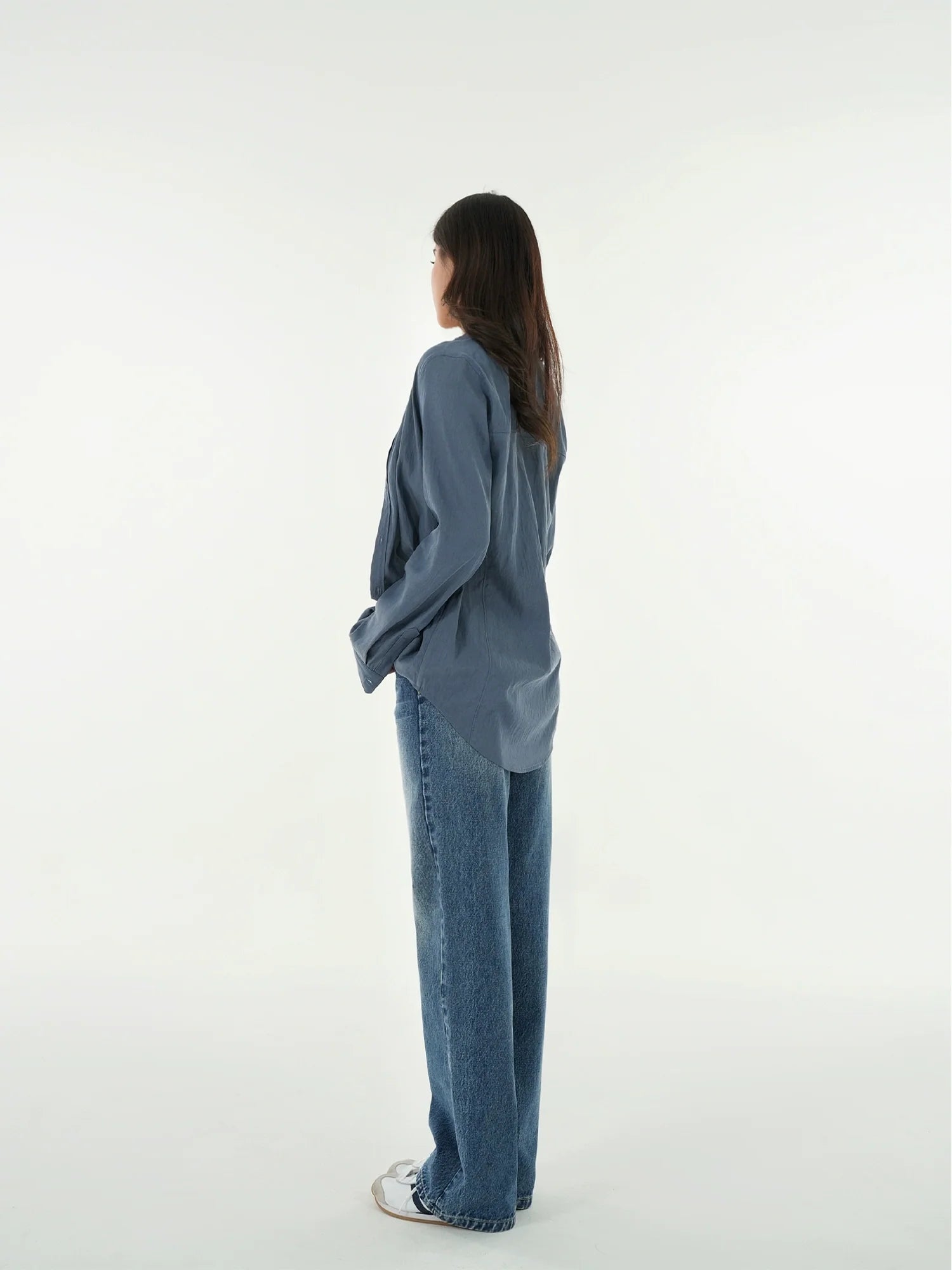Jim Kennet Minimalist Vintage Micro Loose Long Sleeve Shirt