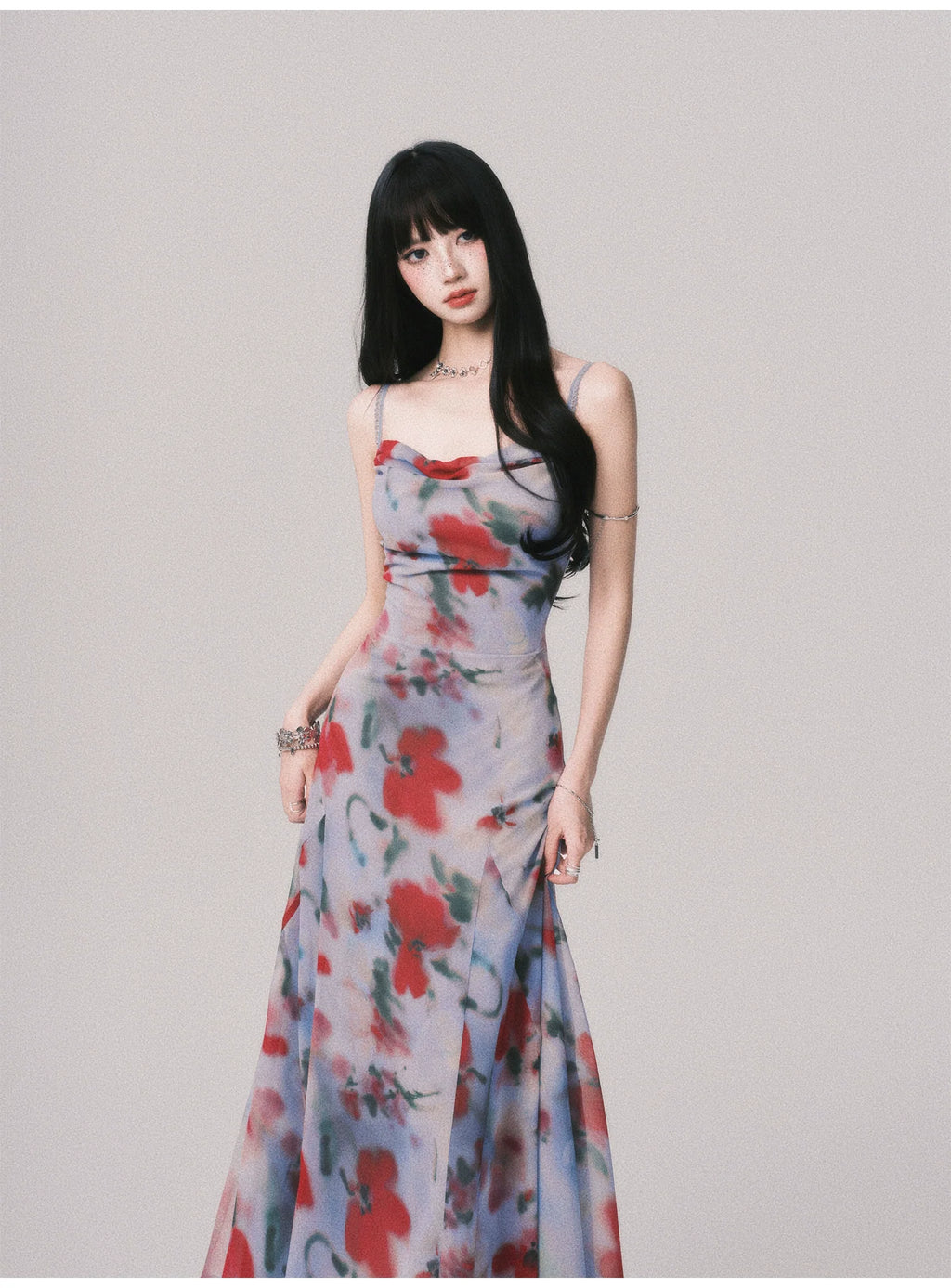 LULUSWINGS Swinging Neck Smudge Print Seaside Suspender Skirt