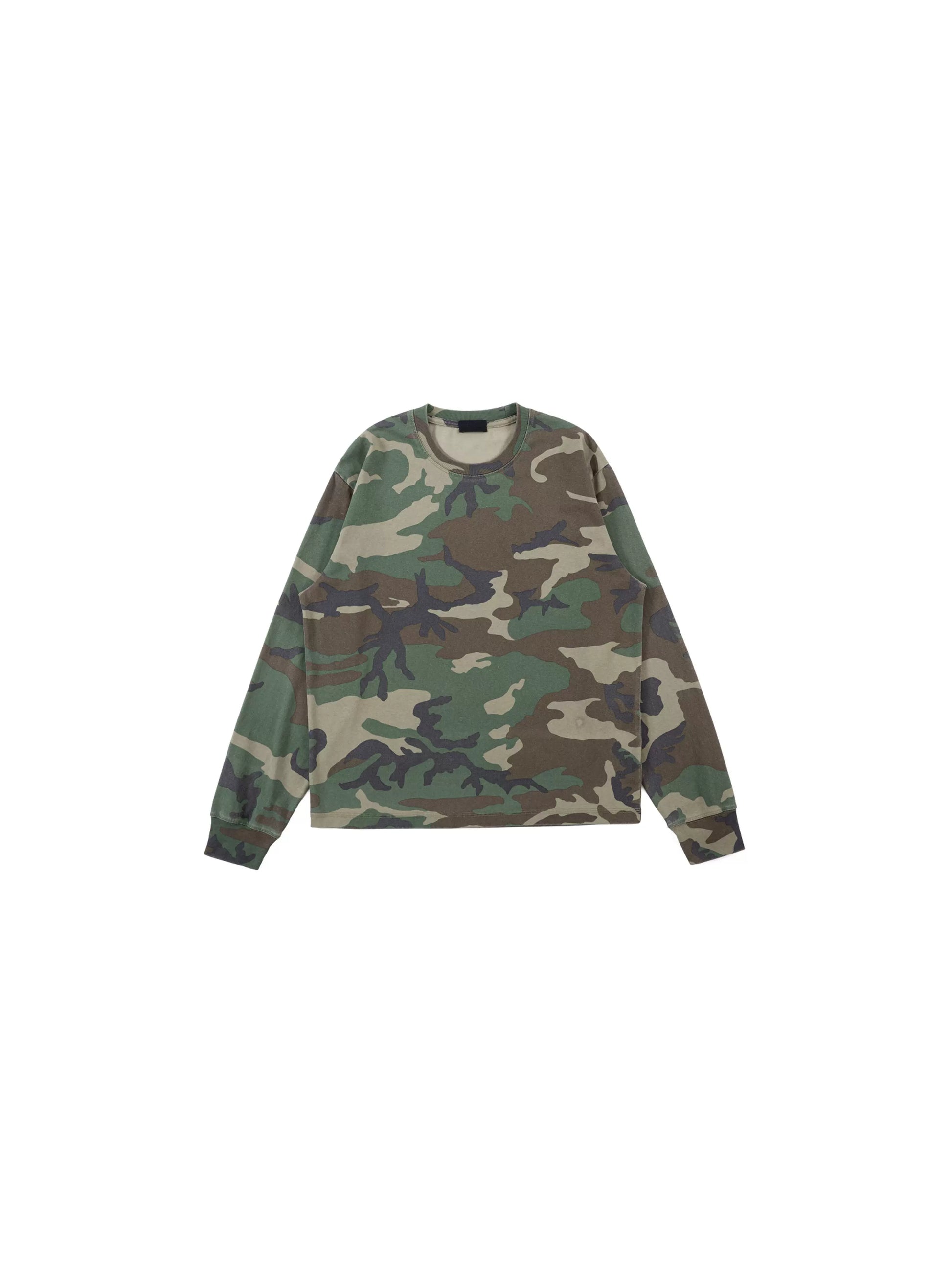 PLUS NO LOGO Small Neckline Short Wide Version Camouflage Long Sleeve