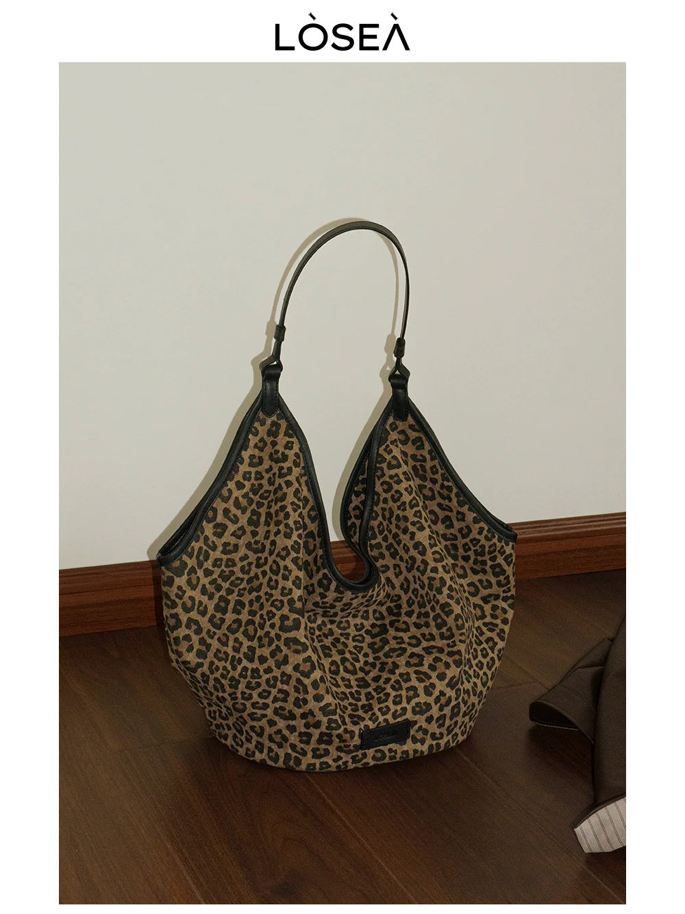 LOSEA Leopard Print Large Capacity Retro Messenger Bag