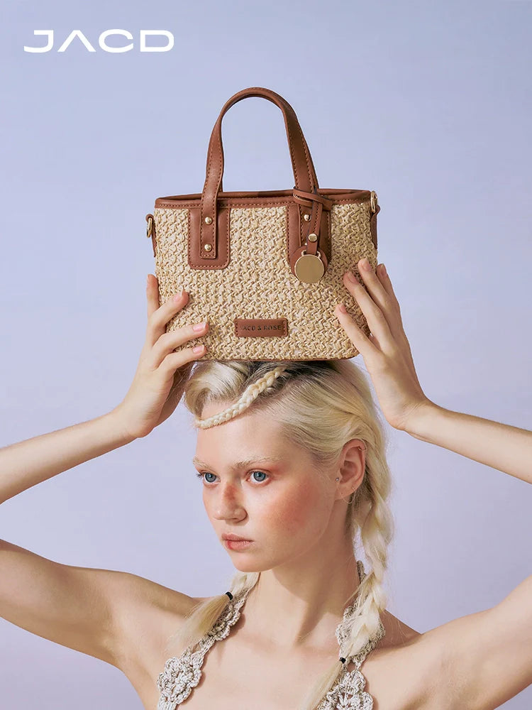 JACD Vacation Wind Woven Straw Bucket Bag