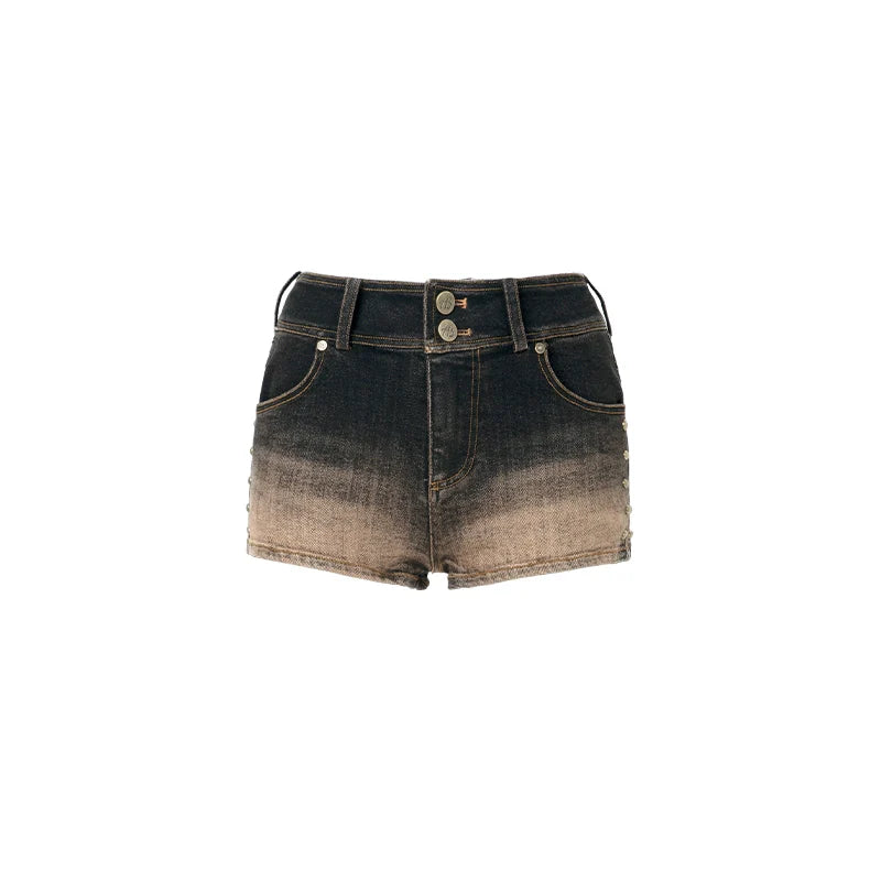 ABMY Washed Gradual Change Denim Shorts