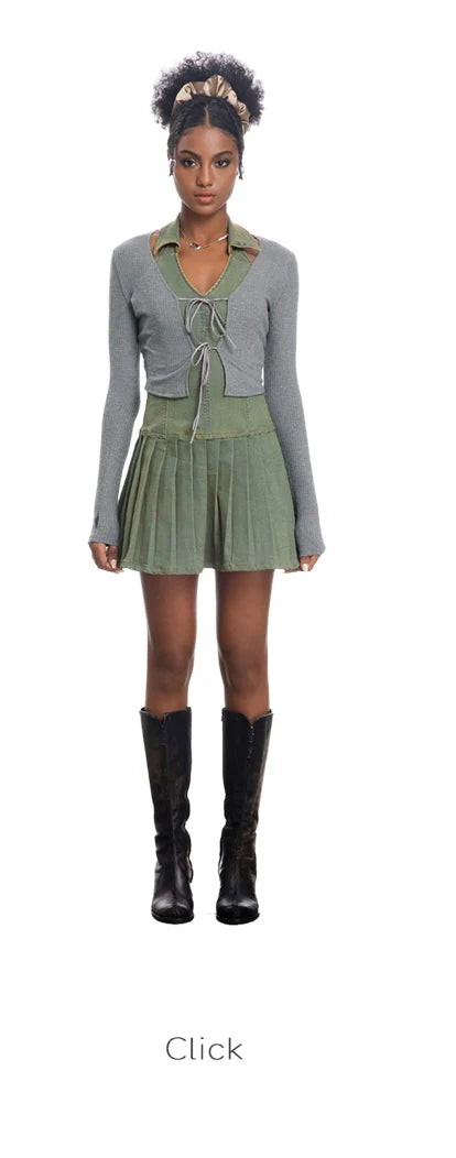 ABMY Knitted V-neck Short Versatile Cardigan Jacket