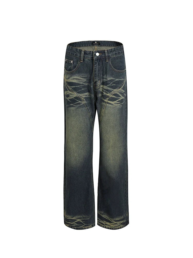 PUBLICRADIO Retro Washed Old Denim Flared Pants