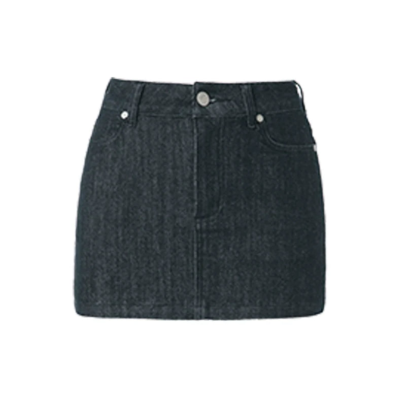 ABMY High and Low Waist Sexy Hip-wrapped Denim Skirt Pants