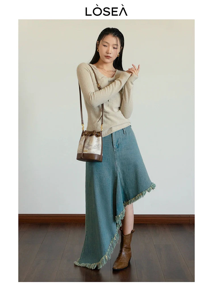 LOSEA Auspicious Cloud Pattern National Style Messenger Bag