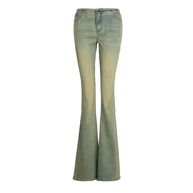 ABMY Retro Washed Slim and Thin Stretch Flared Pants