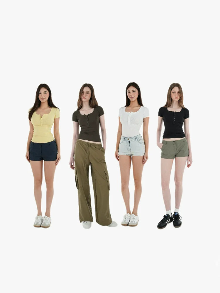 Jim Kennetu Collar Henry Collar Slim and Thin Tee