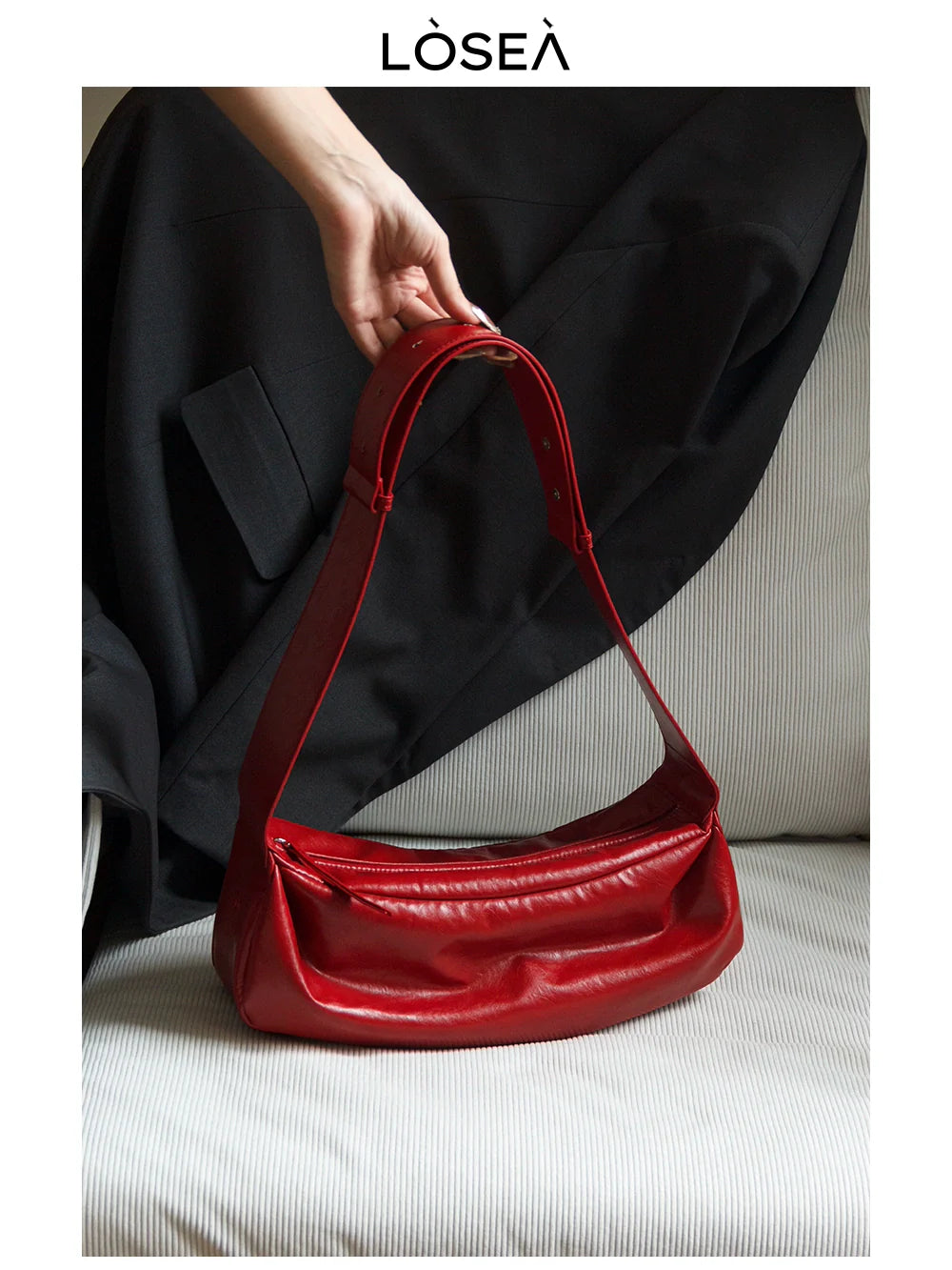 LOSEA Minimalist Retro Soft Leather Shoulder Crossbody Armpit Bag