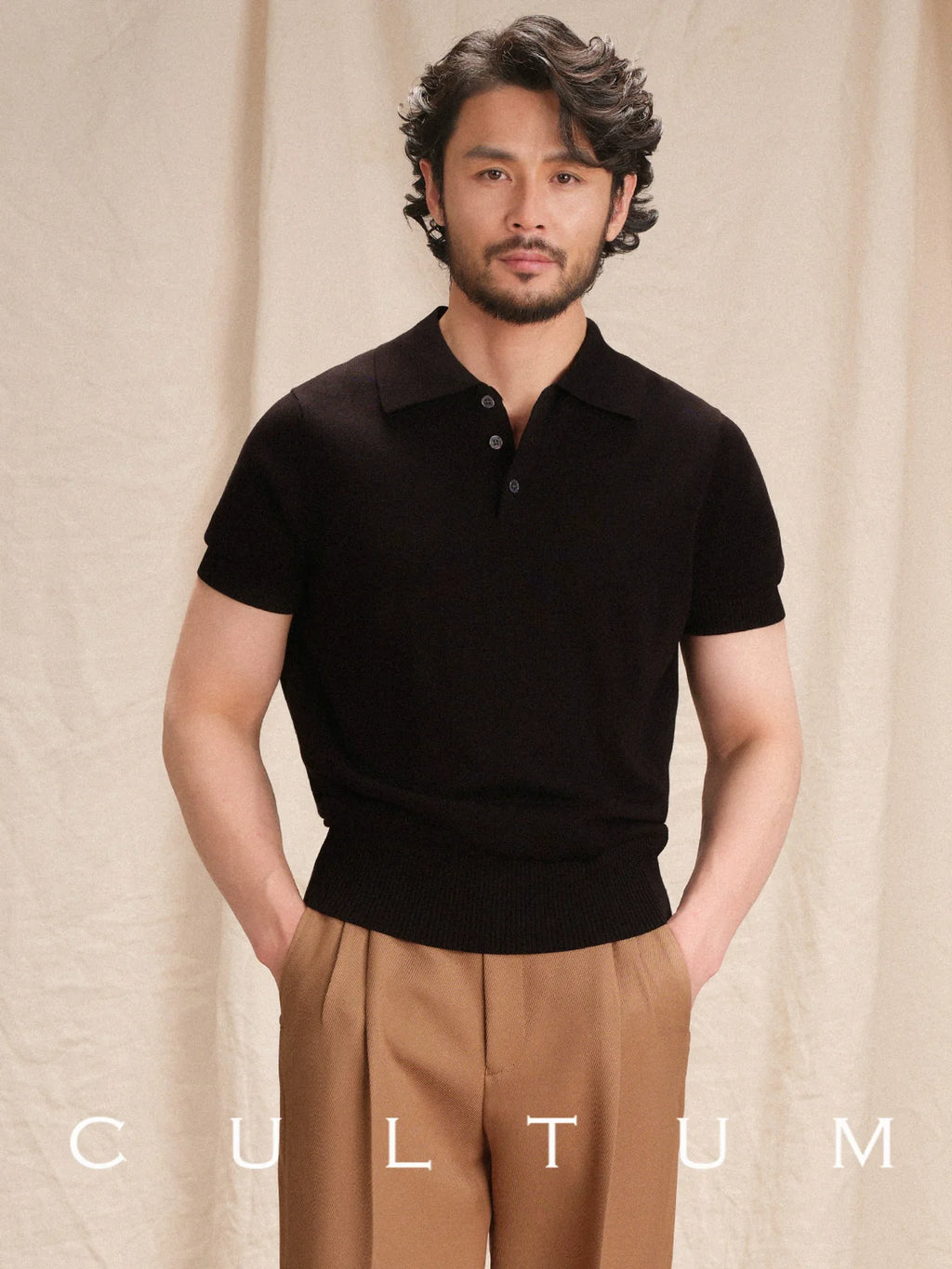 CULTUM  Breathable Knitted Polo Shirt Short Sleeve