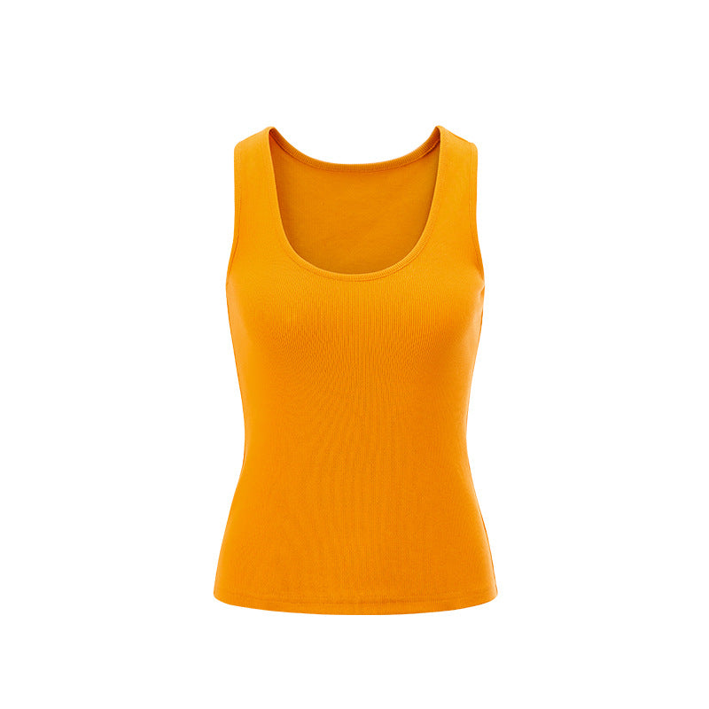 Inflation High Elastic Threaded U-Neck Suspender Bottom Shirt