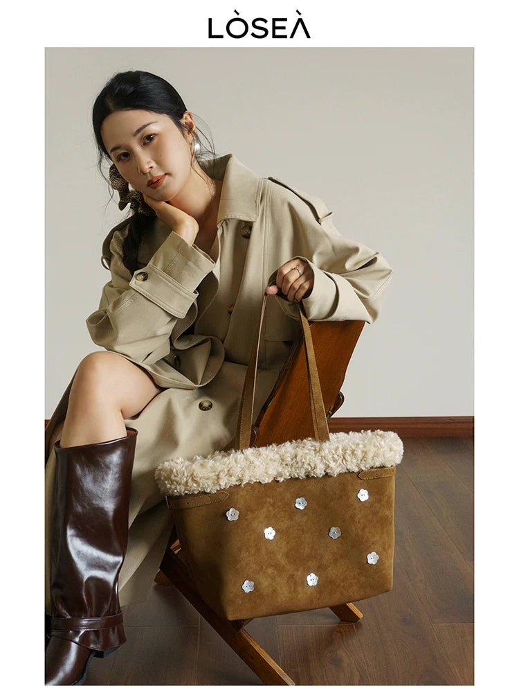 LOSEA Plush Large Capacity Tote Bag