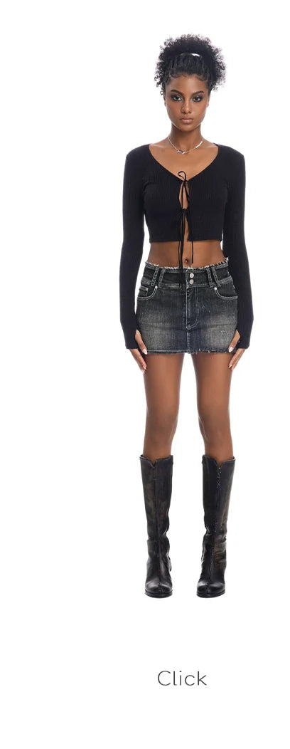 ABMY Knitted V-neck Short Versatile Cardigan Jacket