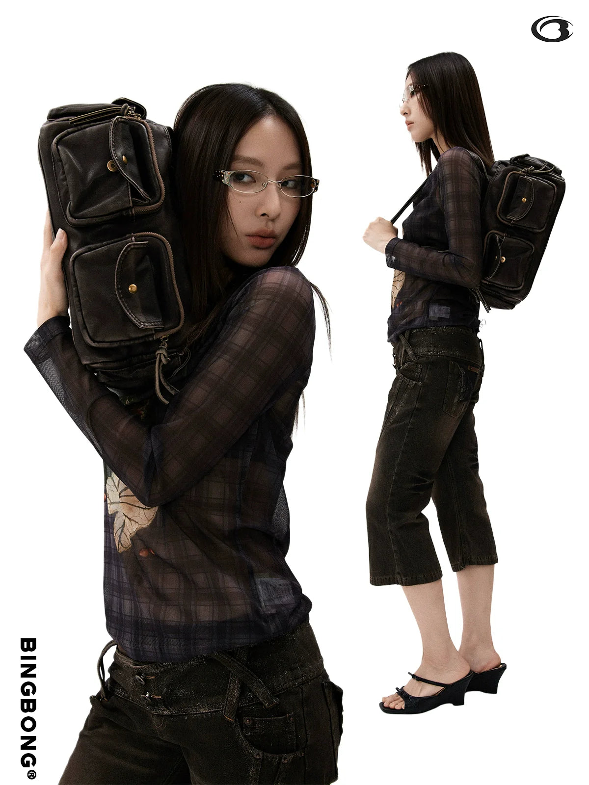 BINGBONG Retro Locomotive Armpit Bag Simple Multi-pocket Portable