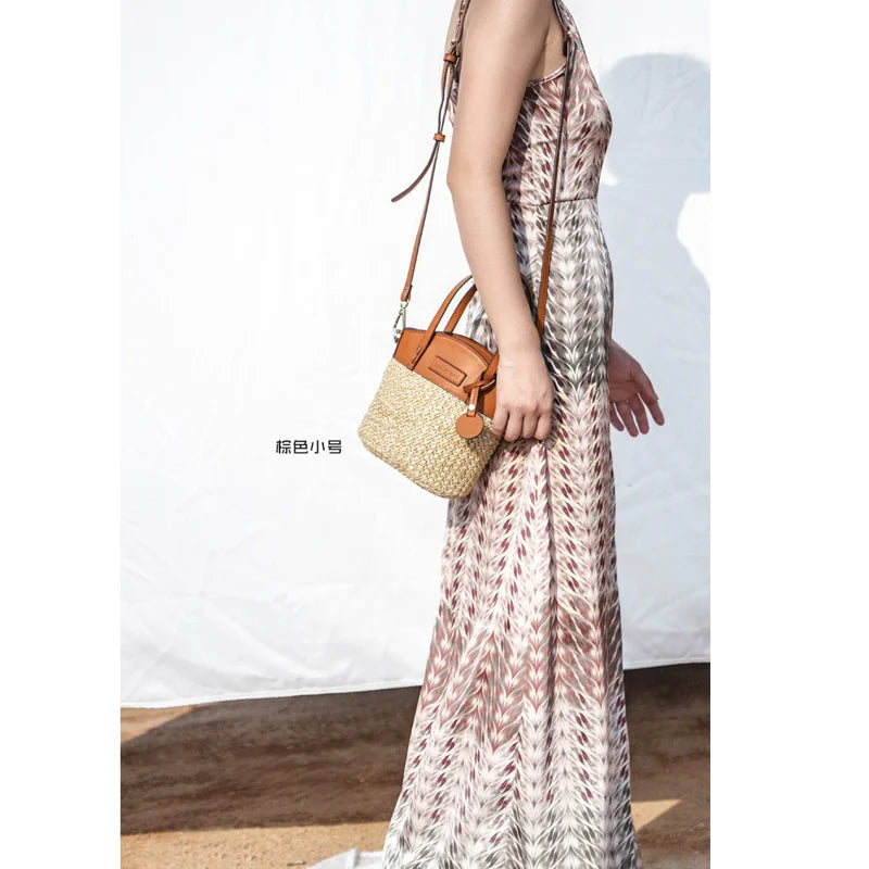 JACD Woven Holiday Portable Messenger Bucket Bag