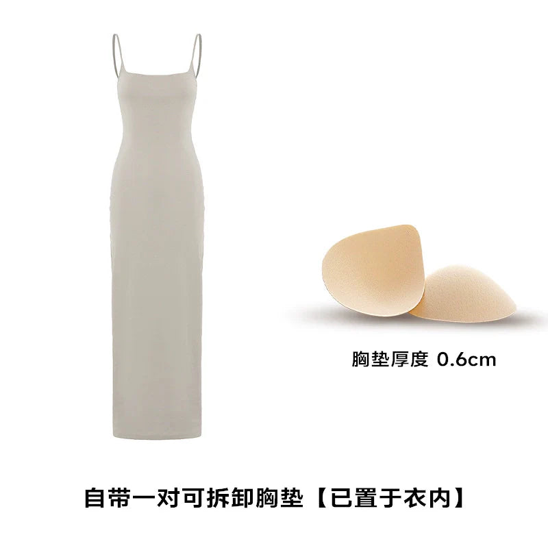 ABMY Long Skirt with Chest Pad, Halter Back, Slim Waist and Thin