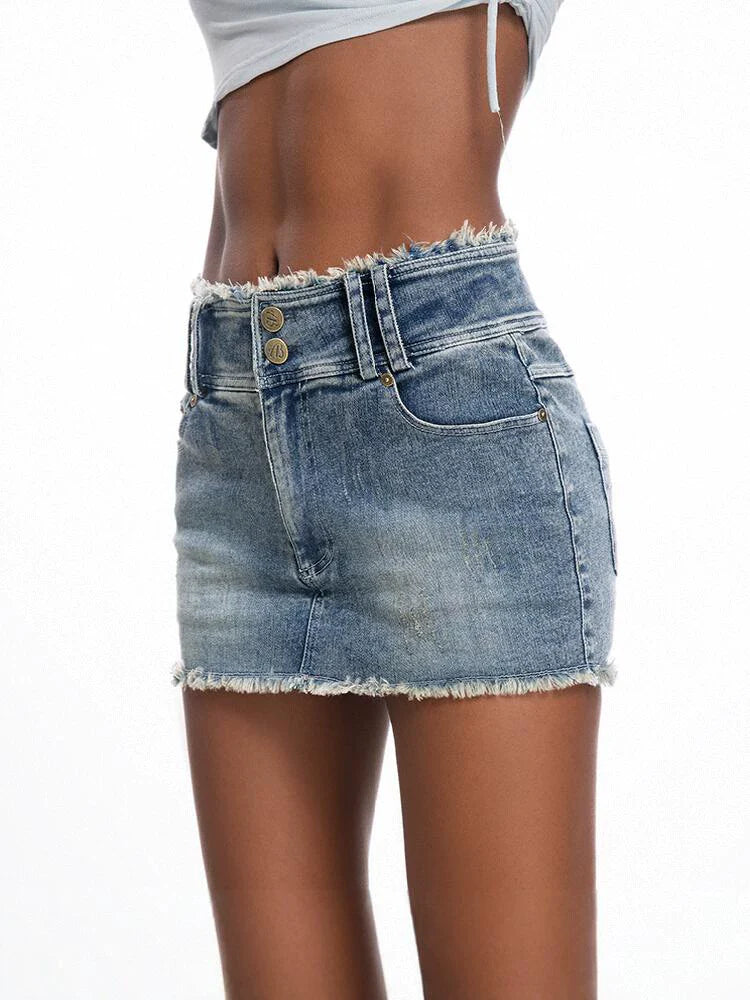 ABMY Anti-light Retro Slim and Thin Denim Skirt