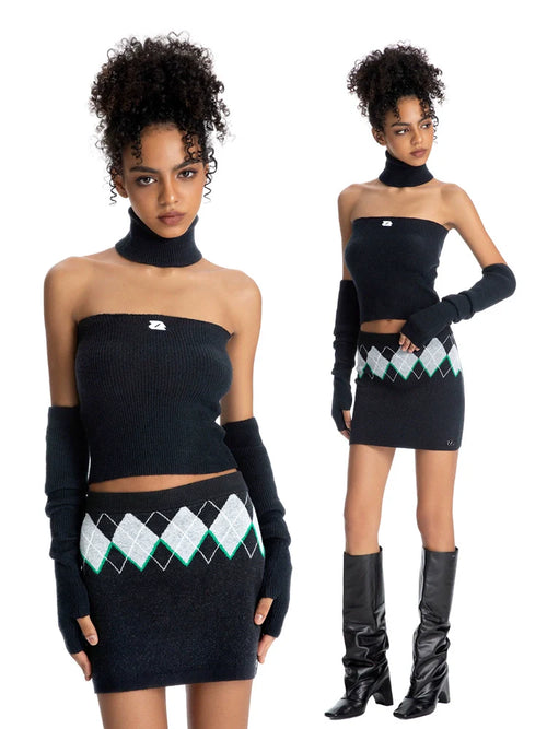 ABMY American Rhombus Knitted Hip Skirt