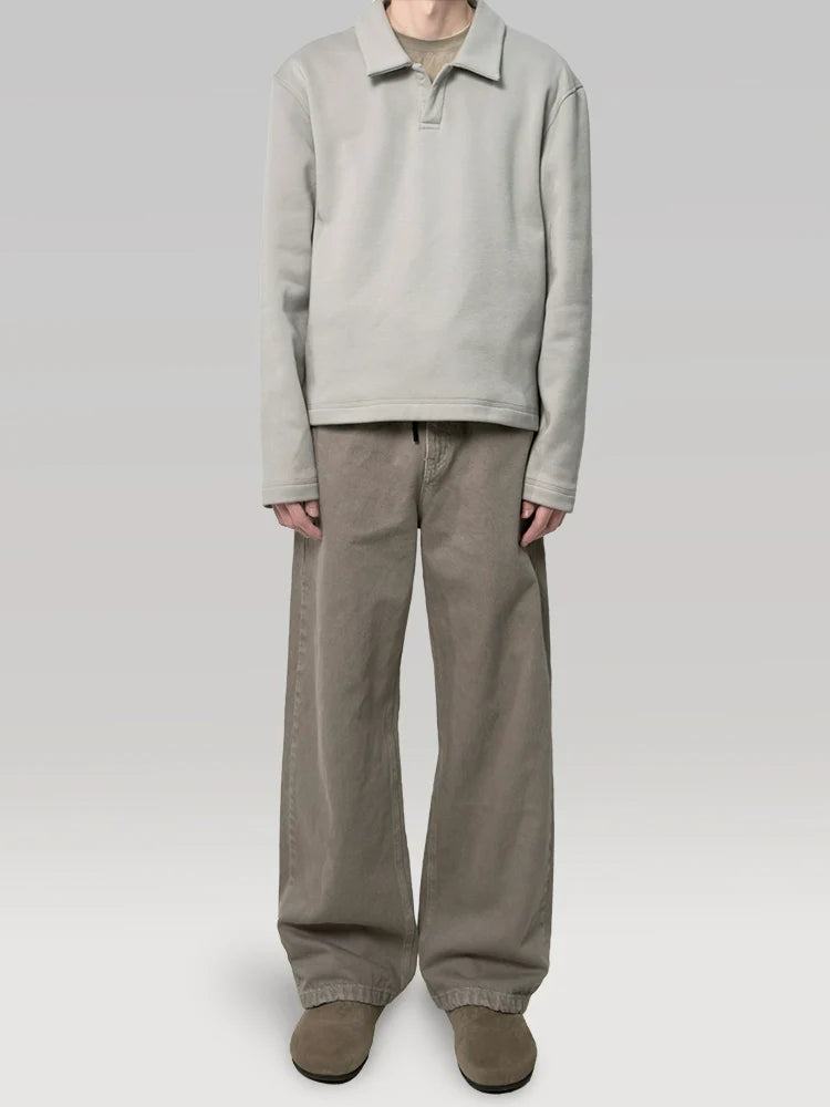 PLUS NO LOGO POLO Collar Lazy Magnetic Pullover Sweater