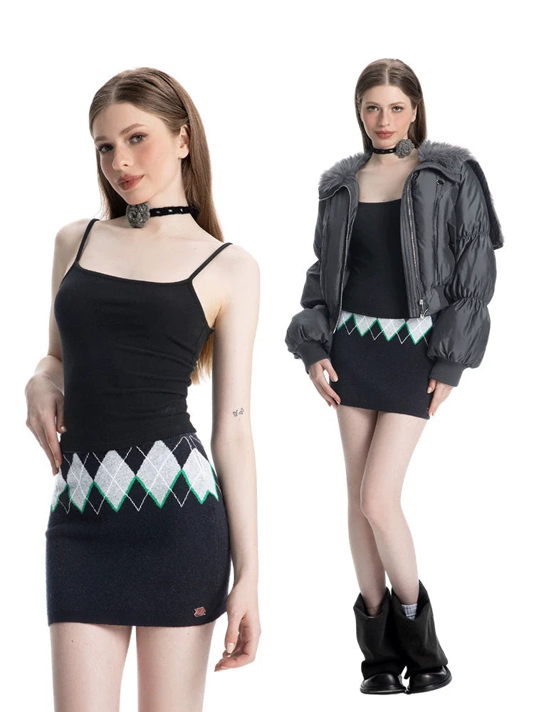 ABMY American Rhombus Knitted Hip Skirt