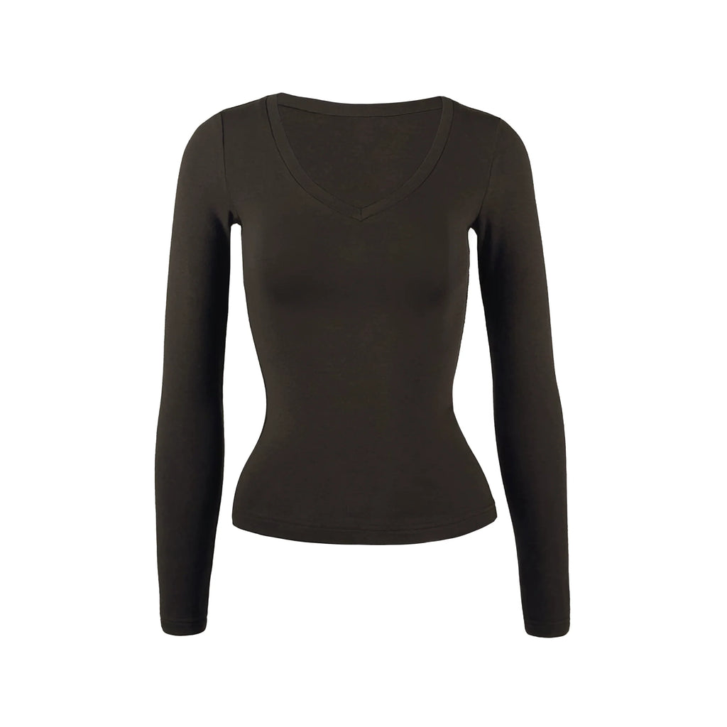 Jim KennetV Neck Stretch Bottom Long Sleeve Top