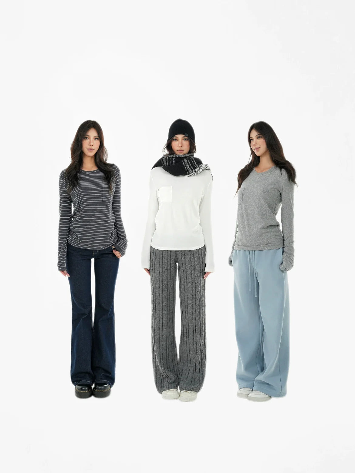 Jim Kennet Pocket Crew Neck Casual Long Sleeves