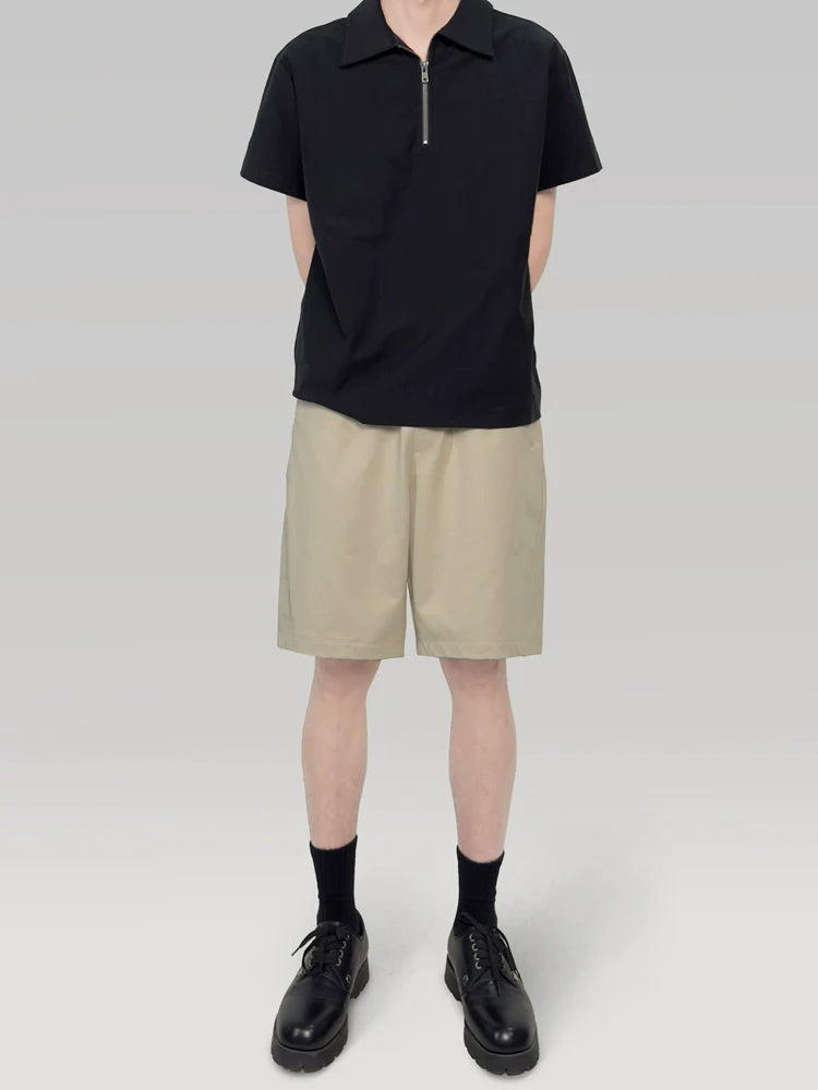 PLUS NO LOGO Half Zipper Polo Short Sleeve Shirt