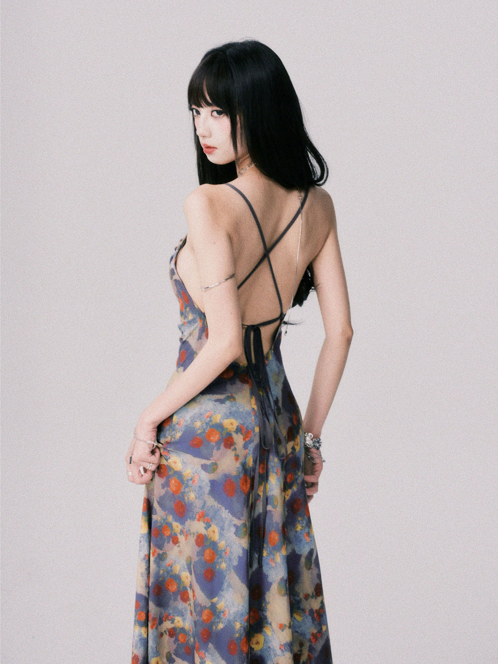 LULUSWINGS Smudge Print Swingneck Suspender Dress