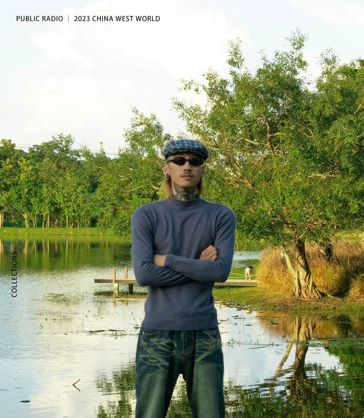 PUBLICRADIO Retro Washed Old Denim Flared Pants