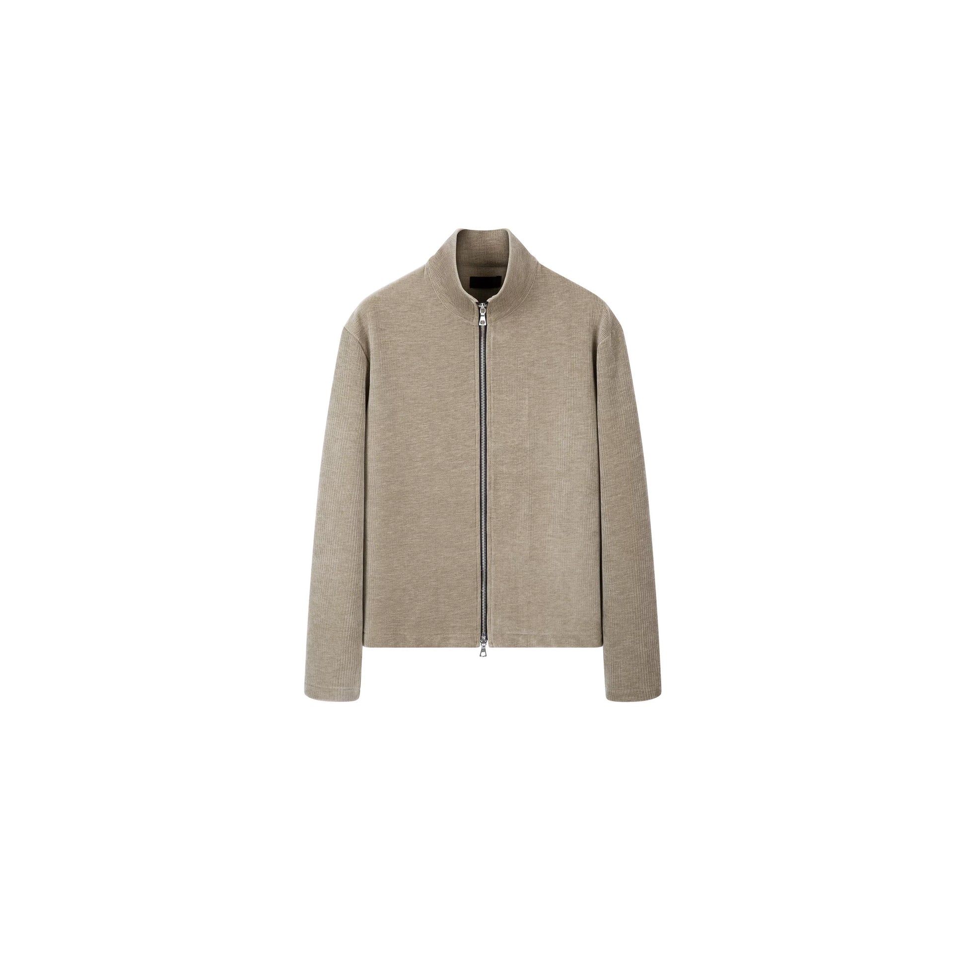 PLUS NO LOGO Striped Double Zipper Turtleneck Jacket