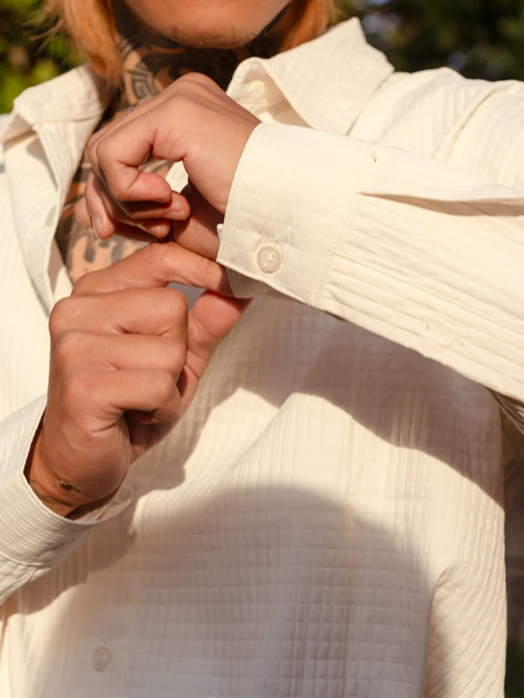 PUBLICRADIO Waffle Collar Long-sleeved Shirt