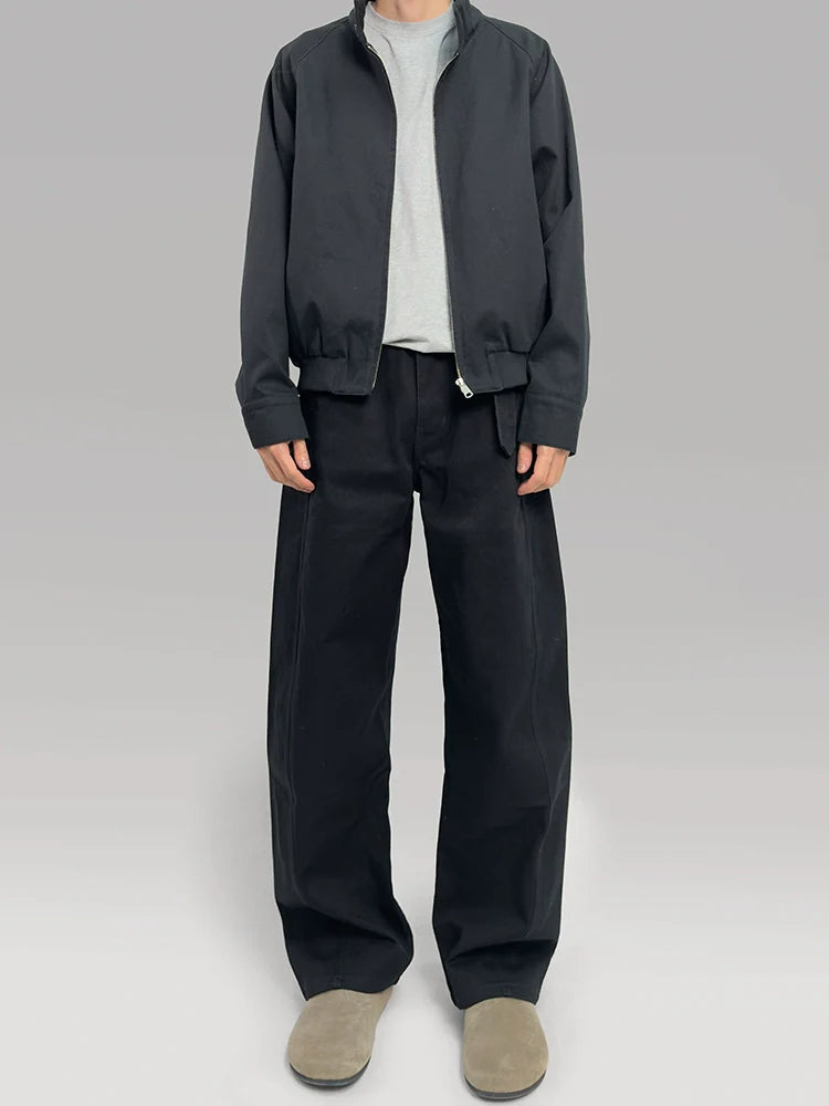 PLUS NO LOGO silhouette zipper old money wind jacket