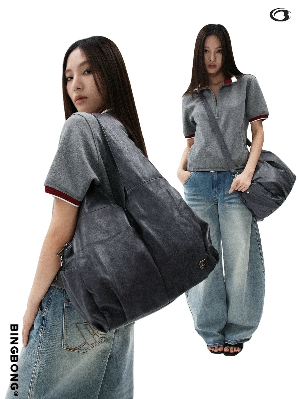 BINGBONG Retro Lazy Wind Large Capacity Messenger Tote Bag