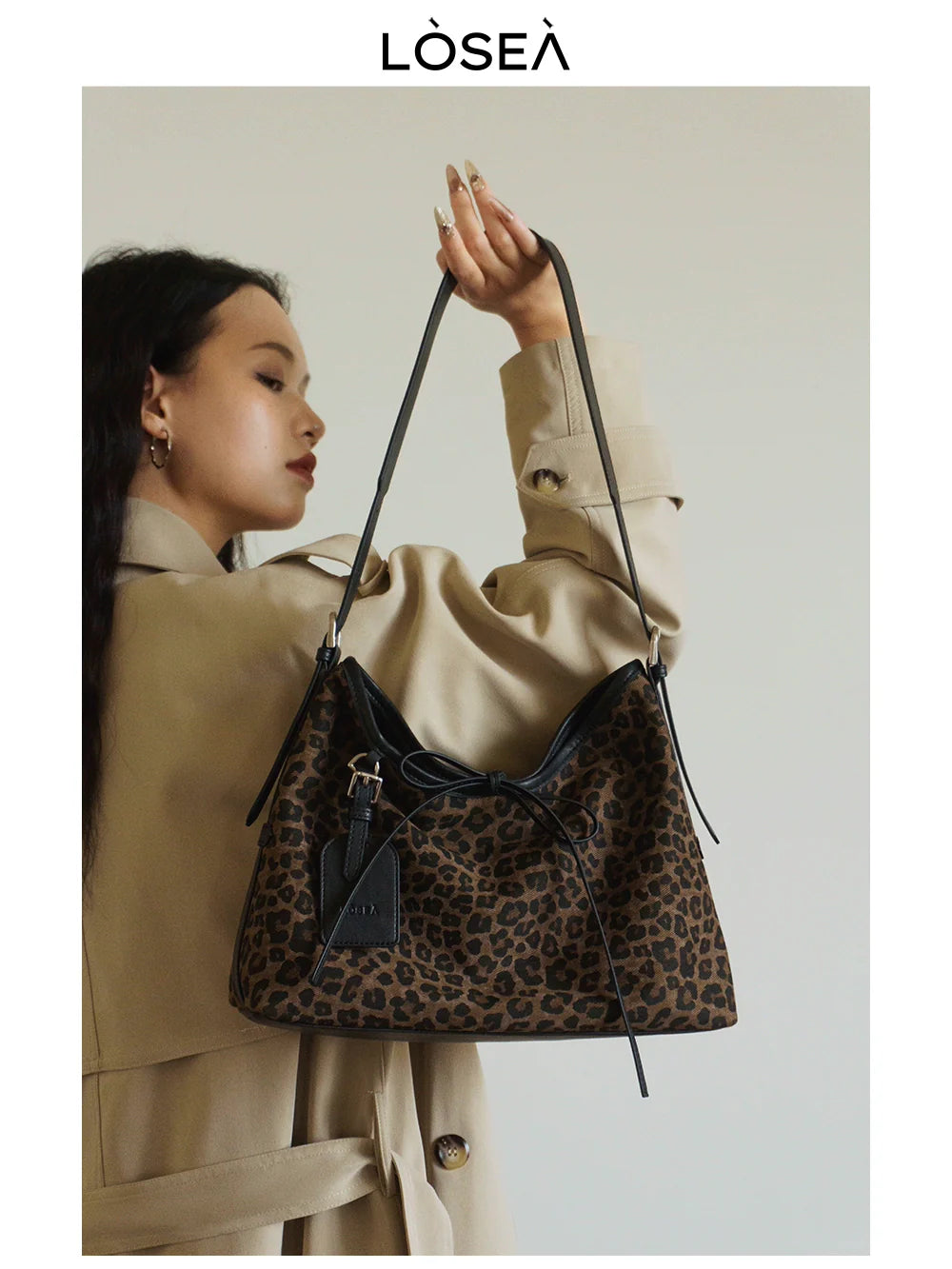 LOSEA X "Miss Polka" leopard print underarm bag