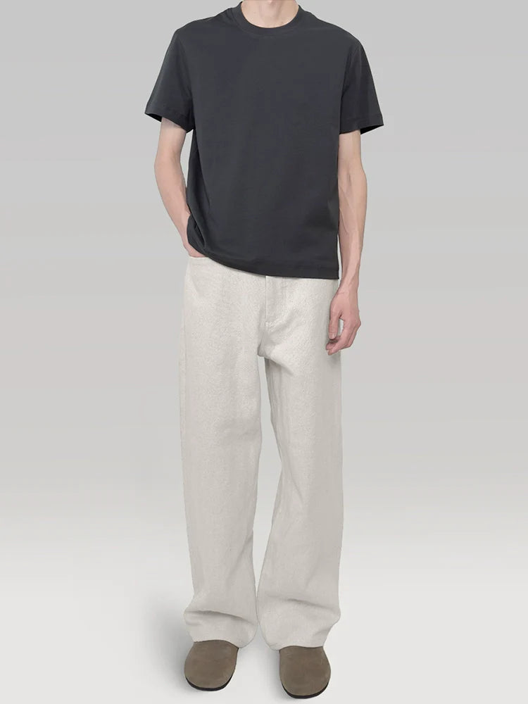PLUS NO LOGO Linen Pants Loose Straight Trousers