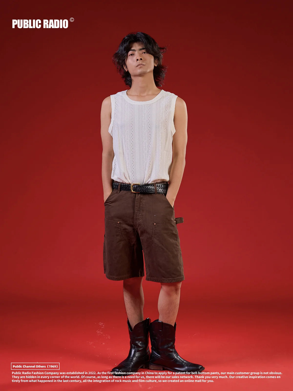 PUBLICRADIO Retro Tooling Ear-hanging Silhouette Shorts