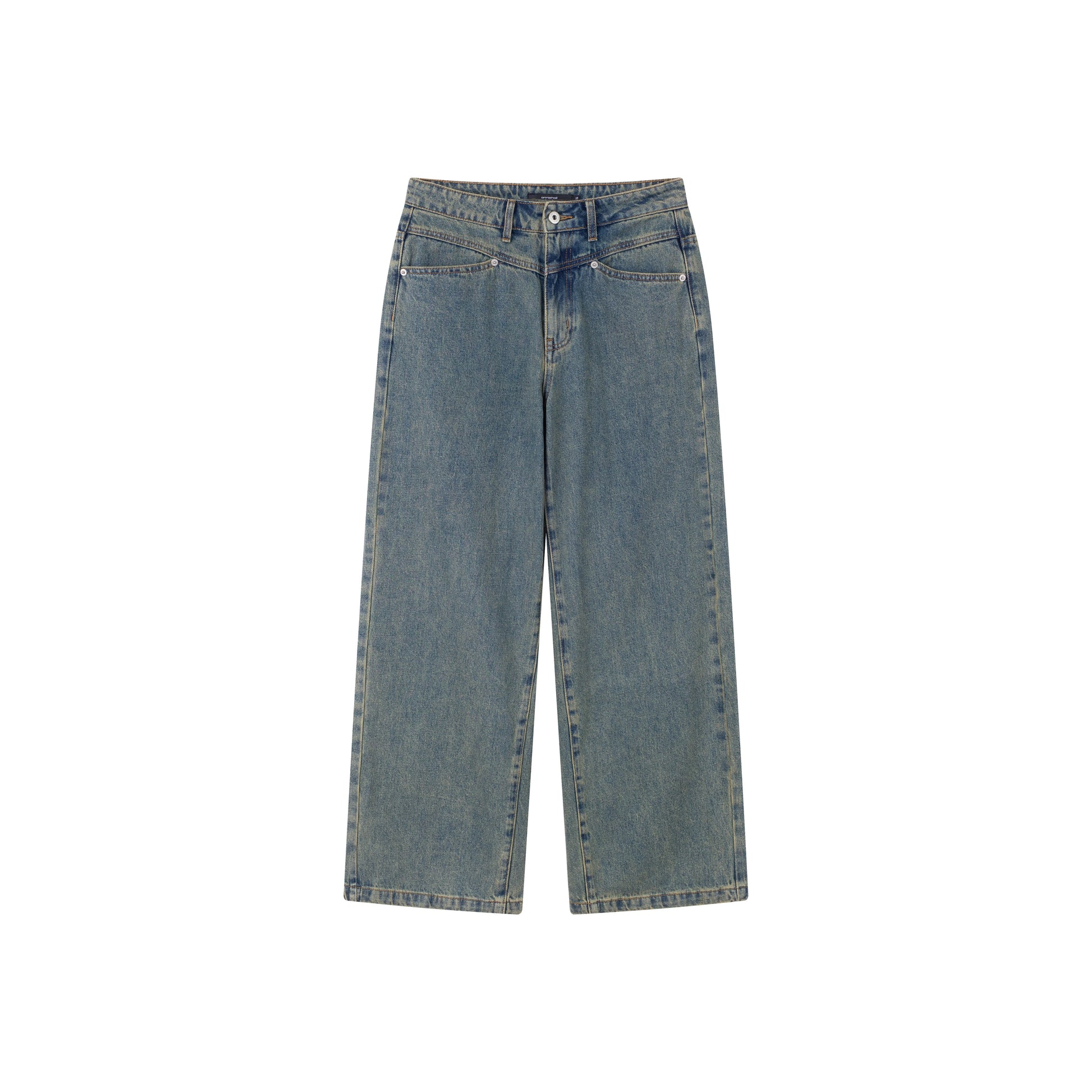 Anniehall Yellow Mud Rust Old A-shaped Loose Jeans