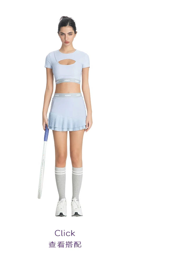 ABMY Irregular Tennis Sport Pleated Skirt