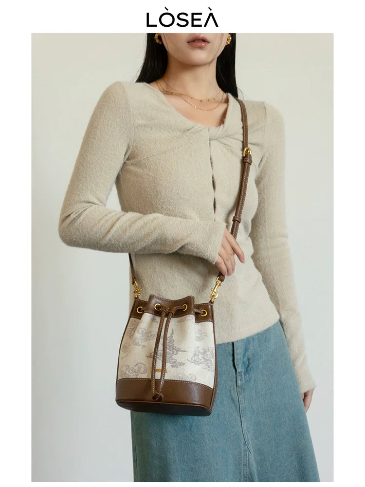 LOSEA Auspicious Cloud Pattern National Style Messenger Bag