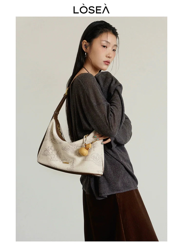 LOSEA New Chinese Auspicious Cloud Pattern Shoulder Armpit Bag