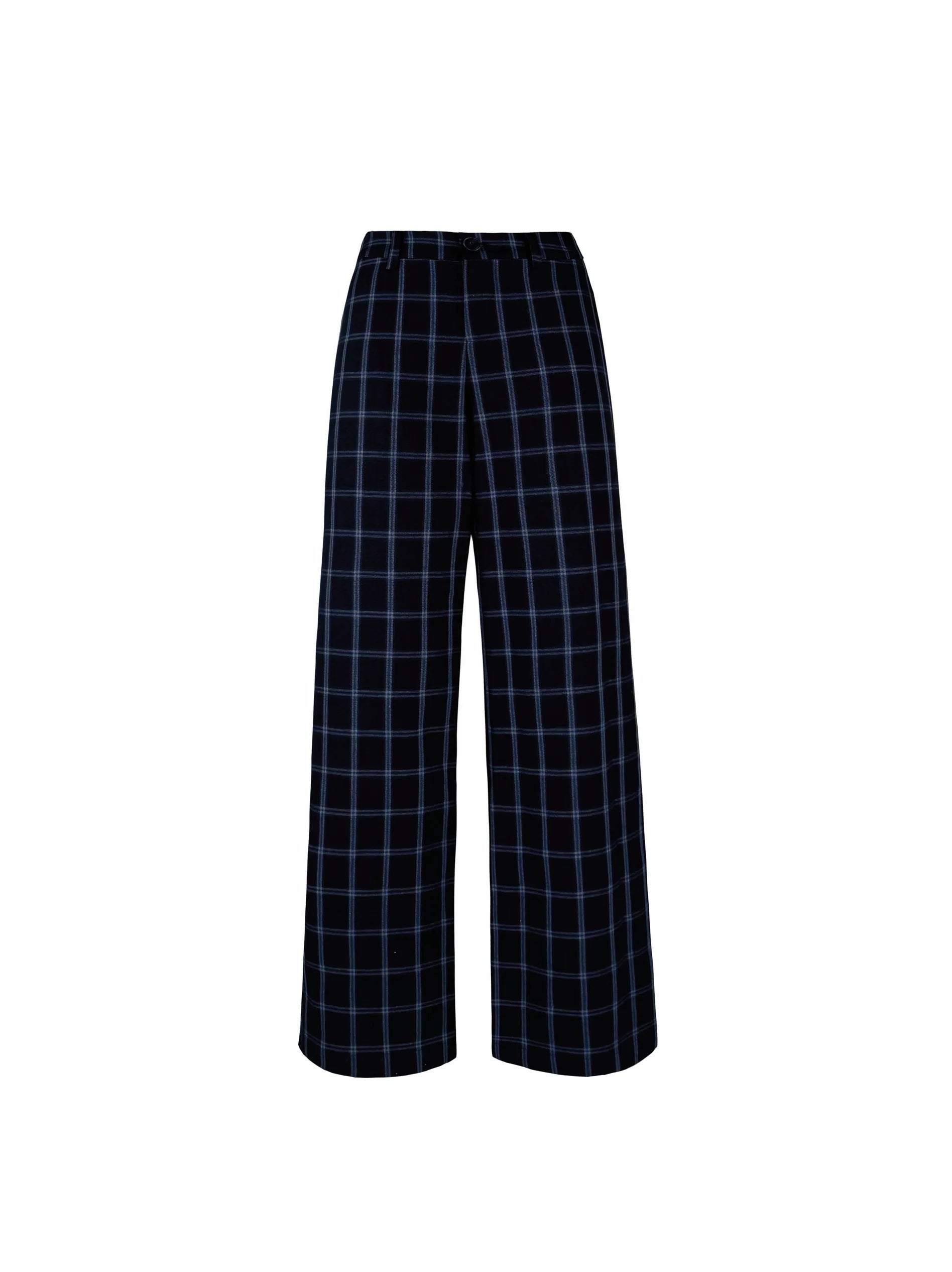 Jim Kennet Low-rise Retro Blue Plaid Slacks