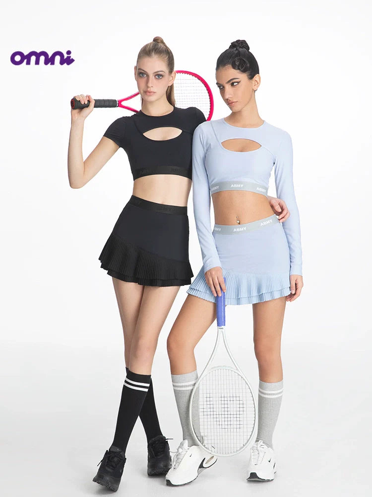 ABMY Hollow Suspender Irregular Pleated Skirt