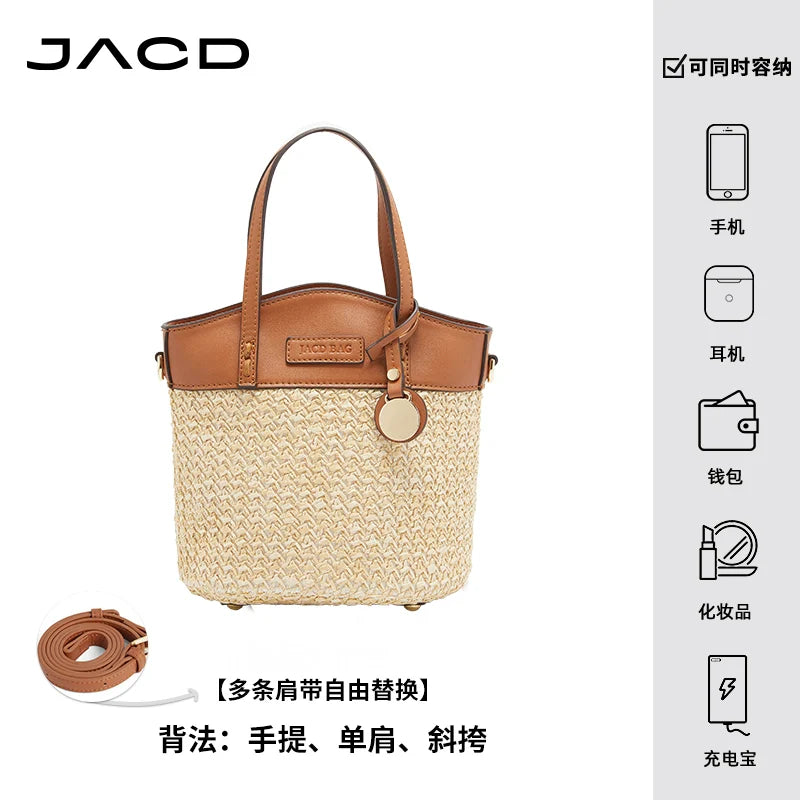 JACD Woven Holiday Portable Messenger Bucket Bag