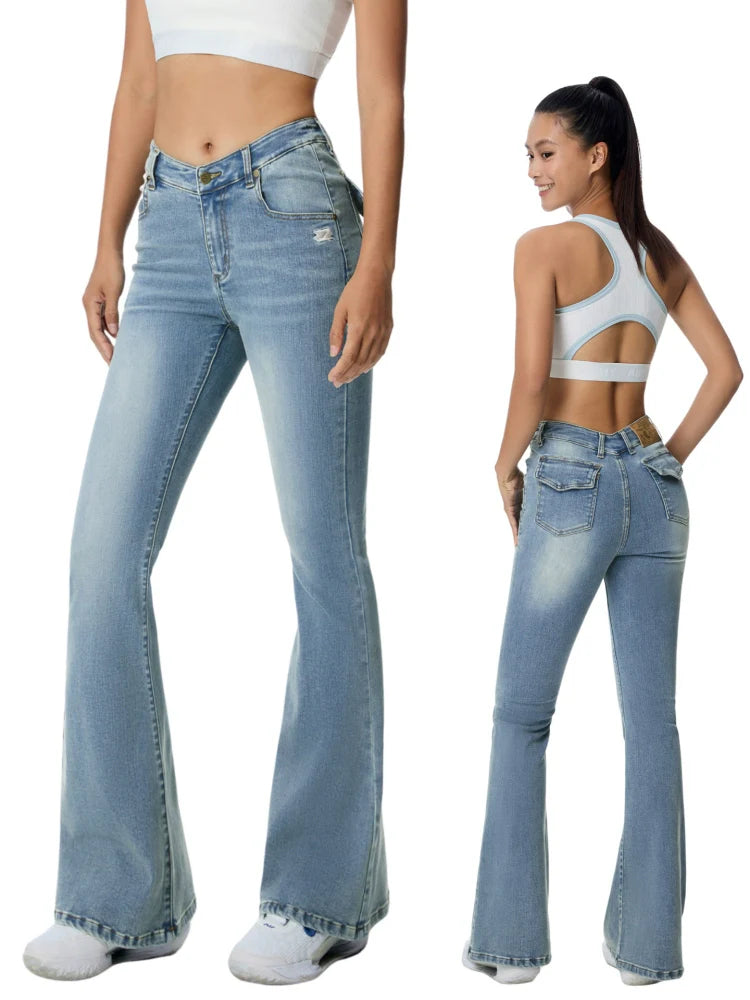 ABMY Spice Girl V Waist Skinny Elastic Flared Jeans